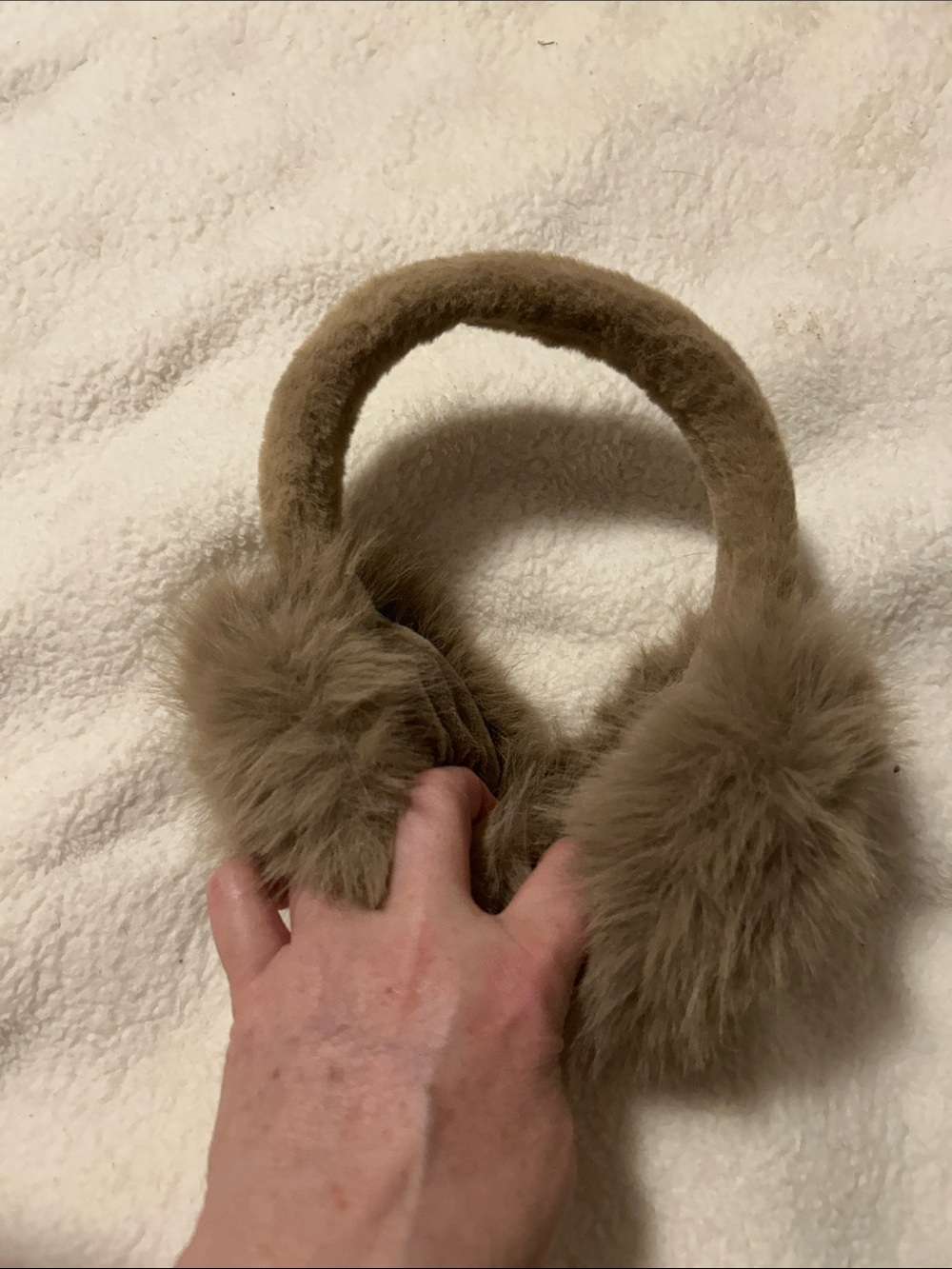 Plush Faux Fur Earmuffs in Taupe. NWT.